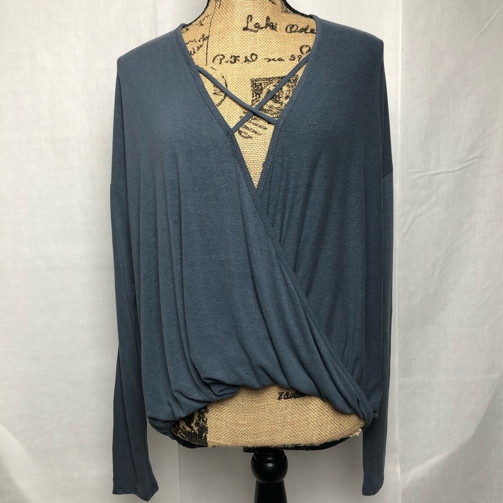 Gray Cross Front Top